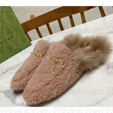 Gucci Wool Fur 2015 Re-Edition women's Princetown Slipper with Horsebit -11-1108-2024