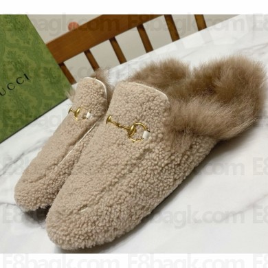 Gucci Wool Fur 2015 Re-Edition women's Princetown Slipper with Horsebit -12-1108-2024