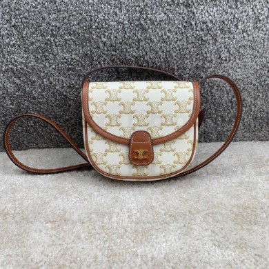 CELINE Mini Besace in Triomphe Canvas and calfskin WHITE 2022