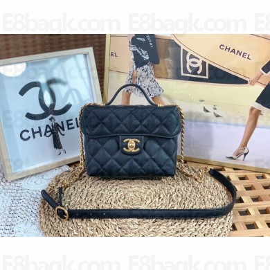 chanel Grained Calfskin & Gold-Tone Metal Small Vanity Case AS3729 black 2022