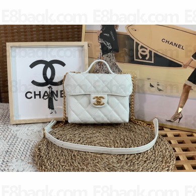 chanel Grained Calfskin & Gold-Tone Metal Small Vanity Case AS3729 white 2022