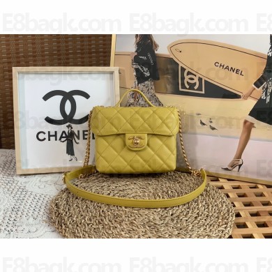 chanel Grained Calfskin & Gold-Tone Metal Small Vanity Case AS3729 yellow 2022