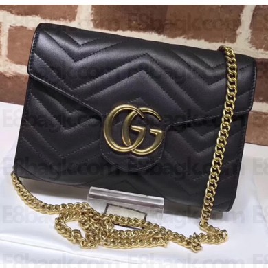 Gucci GG Marmont Matelasse Chevron Mini Bag 474575 Black 2017