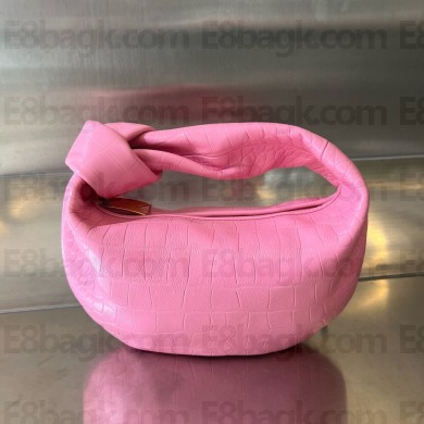 Bottega Veneta crocodile pattern leather mini jodie top handle bag pink 2024