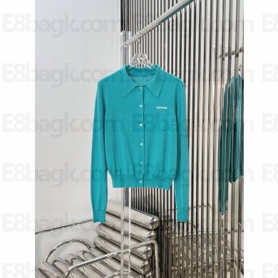 MIU MIU turquoise Silk and cashmere cardigan MMF919 2025