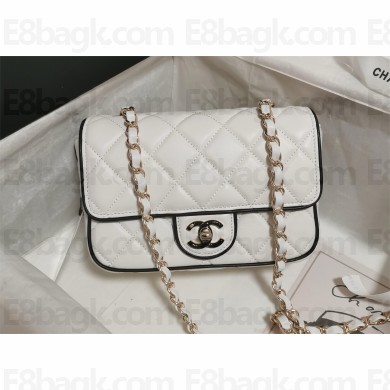 Chanel Mini Flap Bag in Lambskin AS5151 White & Black 2025