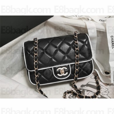 Chanel Mini Flap Bag in Lambskin AS5151 Black & White 2025