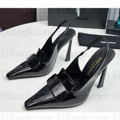 Saint Laurent kayla 110 patent calfskin slingback pumps black 2024