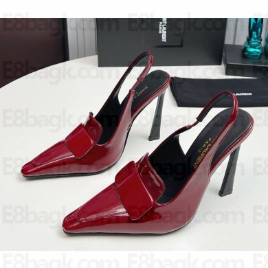 Saint Laurent kayla 110 patent calfskin slingback pumps red 2024