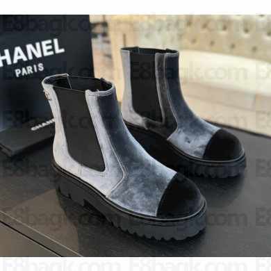 Chanel women's chelsea boots in velvet grey 1202-2024