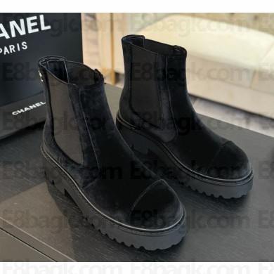 Chanel women's chelsea boots in velvet black 1202-2024