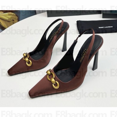 Saint Laurent Heel 11cm Severine slingback Pumps coffee silk 2024