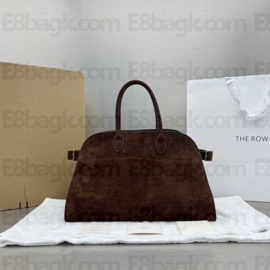 The Row Margaux 17 tote bag in suede leather brown 2022