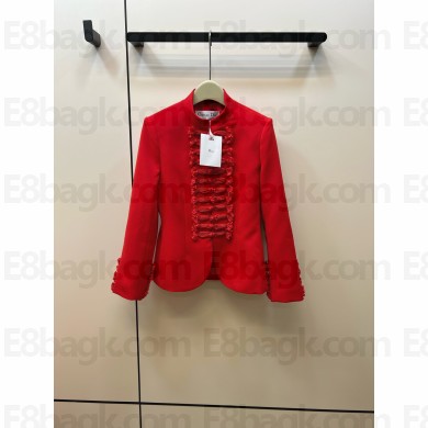 dior Scarlet Red Wool and Silk Brandenburg Fitted Jacket 2023