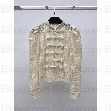 dior Ecru Cotton-Blend Lace Brandenburg Fitted Jacket 2023