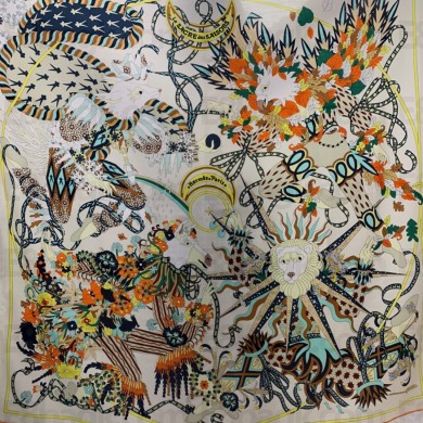 Hermes Crowned Cashmere & Silk Sqaure Scarf white 2022