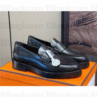 Hermes Women's Kennedy Loafers Leather black 1121-2024