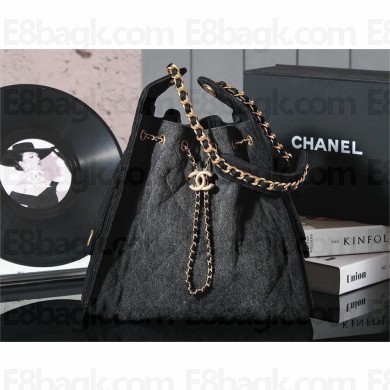 CHANEL BLACK denim SHOULDER BAG 2025 SPRING