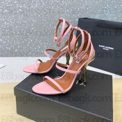 Alaia Heel 10cm CABARET SANDALS IN PATENT CALFSKIN pink/gold 2023 
