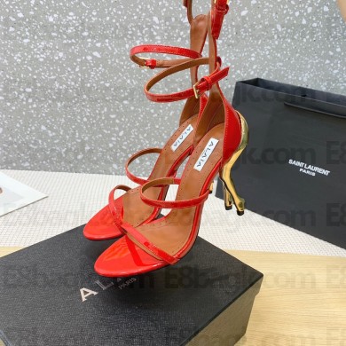 Alaia Heel 10cm CABARET SANDALS IN PATENT CALFSKIN red/gold 2023 
