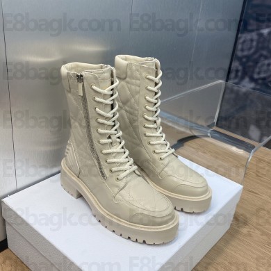 Dior creamy Quilted Cannage Calfskin D-Leader Ankle Boot 2023