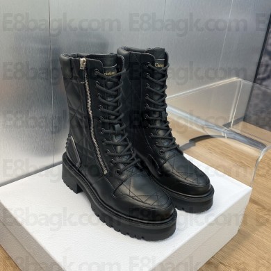 Dior Black Quilted Cannage Calfskin D-Leader Ankle Boot 2023