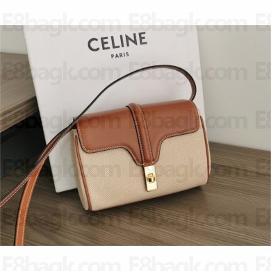 Celine MINI SOFT 16 in TEXTILE AND CALFSKIN Natural / Tan 2022
