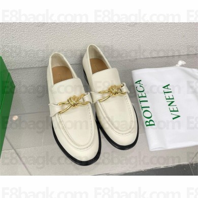 Bottega Veneta Astaire Loafer with signature metallic knot white 2024