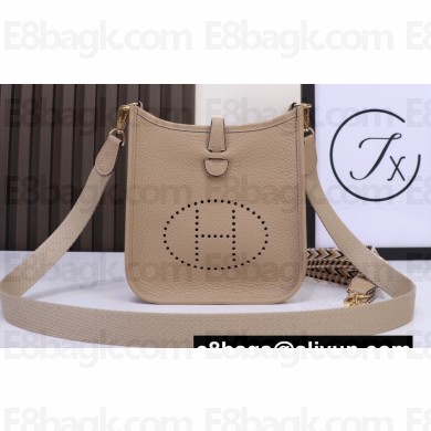 Hermes Mini Evelyne Bag In Original Togo Leather Apricot with Gold Hardware (Machine Made)