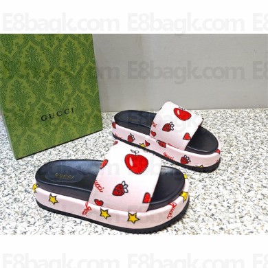 Gucci lover's platform slide sandals with heart printing 2023