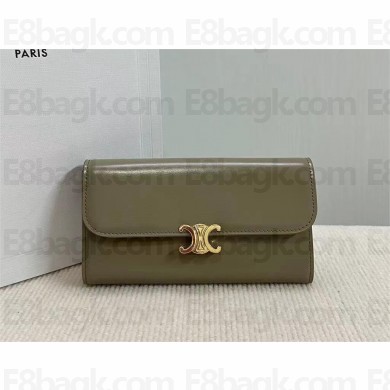 CELINE LARGE WALLET TRIOMPHE in Shiny calfskin GRAY 2024