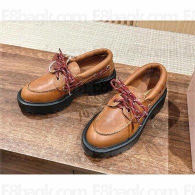 Miu Miu calf leather loafers 5D293E sienna 2024