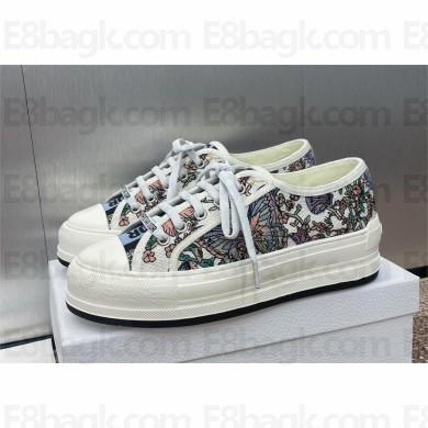 Dior White Multicolor Cotton Embroidered with Toile de Walk'n'Dior Platform Sneaker 2025