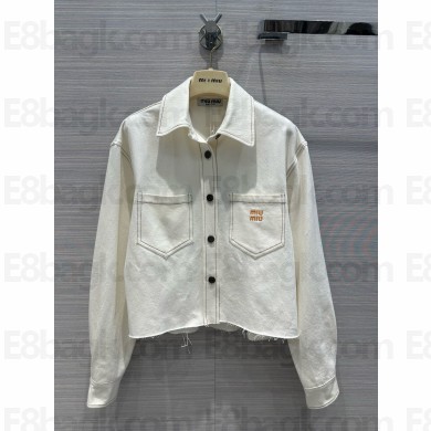 MIU MIU Denim blouson jacket CREAMY 2024