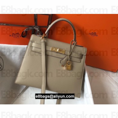 Hermes Kelly 25/28/32cm Bag in epsom Leather with golden hardware Etoupe