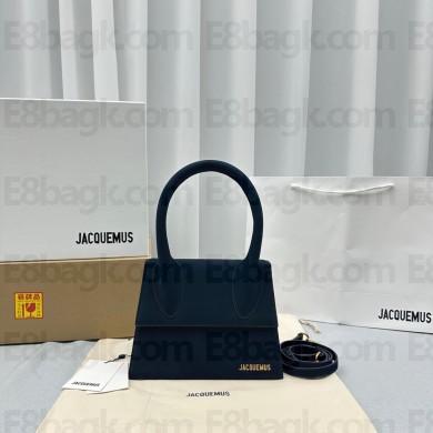 Jacquemus Le Chiquito large Bag NAVY BLUE in SUEDE leather 2023