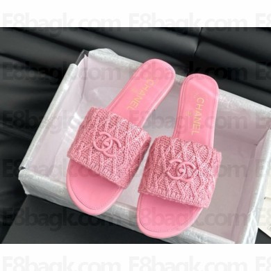 Chanel knitted mules with CC Turn Lock pink 2025