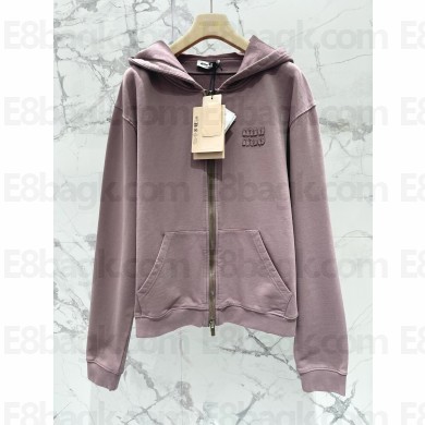 MIU MIU GARMENT-DYED COTTON FLEECE HOODIE 2025