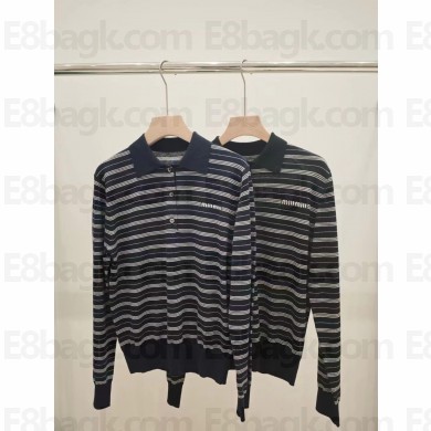 MIU MIU blue/gray cotton jersey polo shirt 2025
