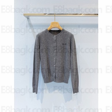 MIU MIU CASHMERE KNIT CARDIGAN GRAY 2024
