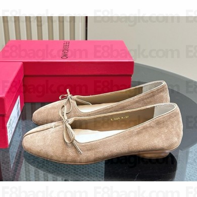 Ferragamo Cherie ballet flat suede goatskin in camel 2024