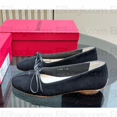 Ferragamo Cherie ballet flat suede goatskin in black 2024