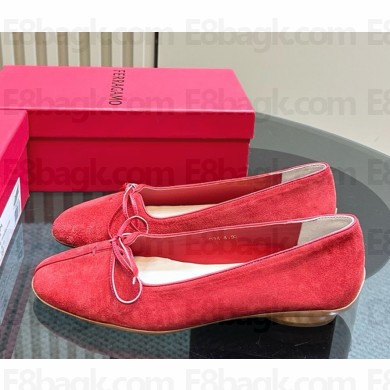 Ferragamo Cherie ballet flat suede goatskin in red 2024