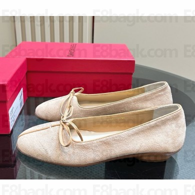 Ferragamo Cherie ballet flat suede goatskin in beige 2024
