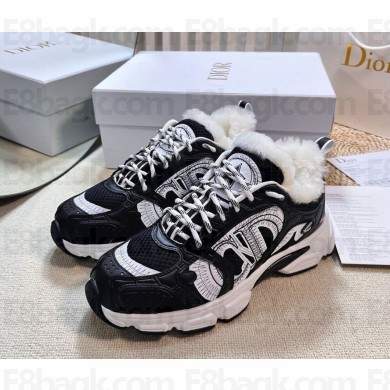 Dior Chrono Sneaker Mesh with Black Leather with shearling 2024