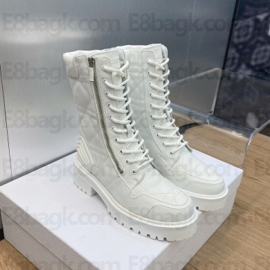 Dior white Quilted Cannage Calfskin D-Leader Ankle Boot 2023