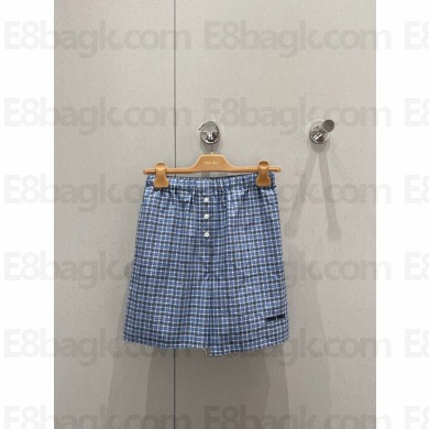 MIU MIU Checked poplin boxer shorts LIGHT BLUE 2025