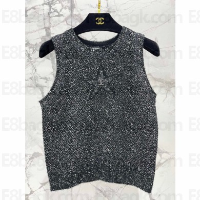 CHANEL BLACK STAR printed VEST 2023