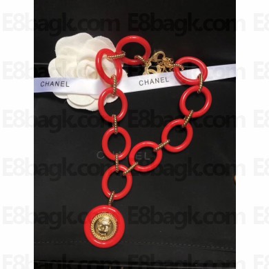 Chanel Resin Necklace A58741 Red/Gold 2018