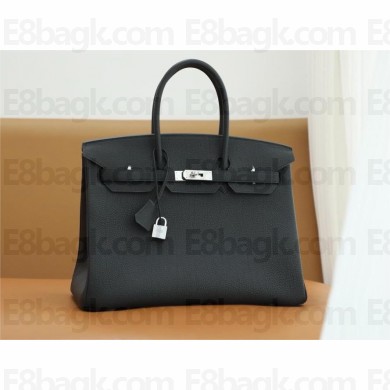 Hermes Birkin 35 In Original togo Leather black with SILVER Hardware (Full Handmade)